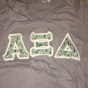 Alpha Xi Delta V Neck Green Letters